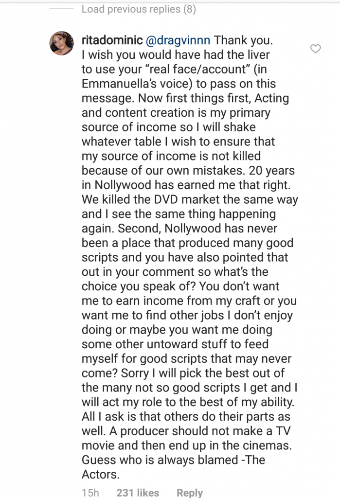 Rita Dominic condemns bad movies in cinema